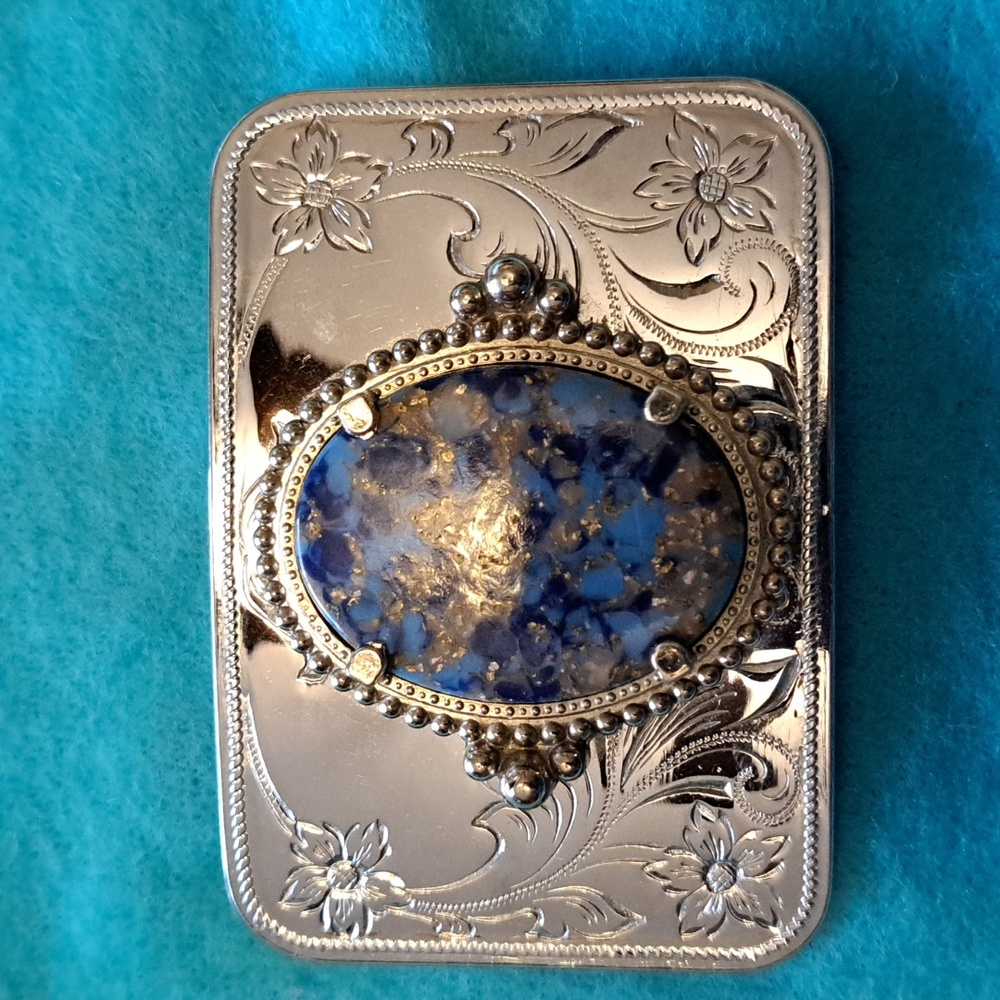 Ribbon blue stone belt buckle